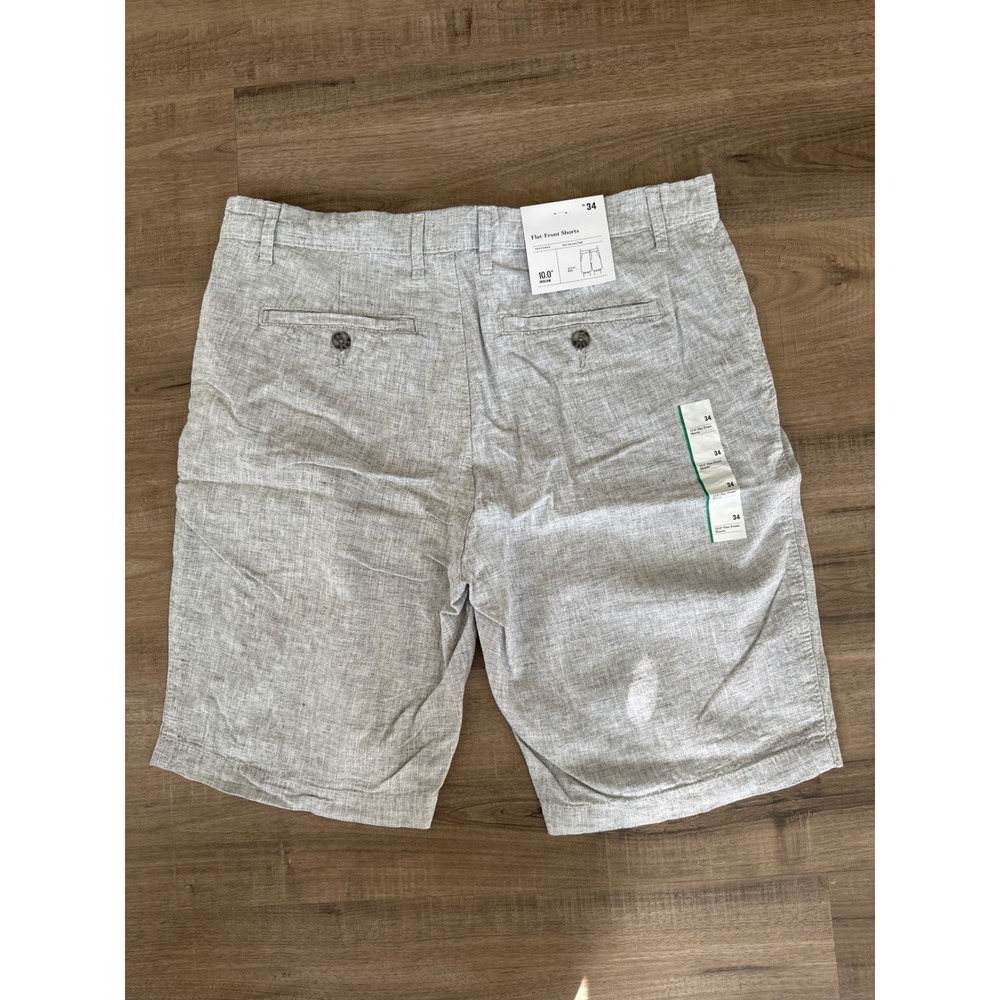 NEW Goodfellow & Co Flat Front Shorts Men 34 Grey Linen Blend NWT